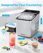 Ice Makers Countertop 26.5Lbs/24H, 9 Ice Cubes Release in 6 Mins, Ice Machine with 2 Sizes Bullet Ice, Self-Cleaning Portable Ice Maker with Ice