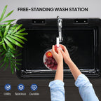 ROVSUN 20-Gallon Black Plastic Utility Sink with Hot & Cold Faucet, 150lbs Load Capacity, Upgraded Height & Version, Use for Laundry Room, Garage