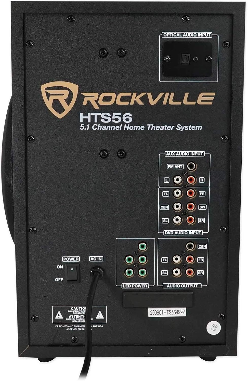 Rockville HTS56 5.1-Channel Bluetooth Home Theater System, 8" Subwoofer