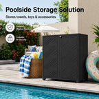 ADDOK Outdoor Storage Cabinet,60 Gallon Waterproof Resin Patio Storage Cabinet with 1 Adjustable Metal Shelf, Upright Outdoor Cabinet for Garden