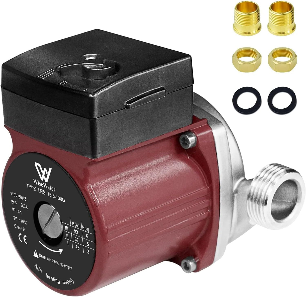 WiseWater 304 Stainless Steel Hot Water Recirculating Pump, 3-speed