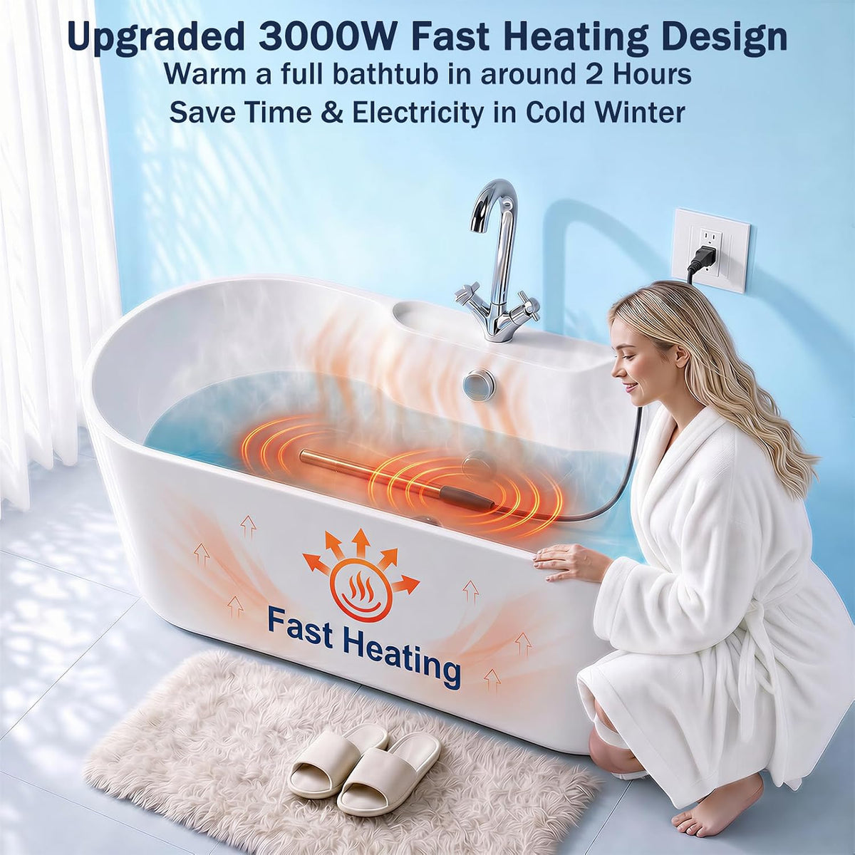 Xyloz 3000W Immersion Water Heater, Bucket Water Heaters for Hot Tubs, etc.