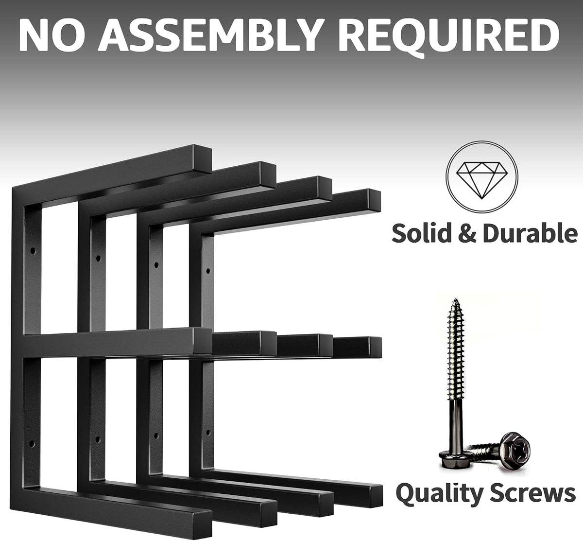 Wood Organizer and Lumber Storage Rack Wall Mount, Heavy Duty Metal Shelf with 6-Level Holds Up 1200 LBS, Indoor & Outdoor Use - Black