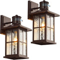 FLEDAVID 2 Pack Motion Sensor Outdoor Wall Lights Dusk to Dawn Exterior Porch Lantern Brown Outside Sconce Lighting Fixtures Rustic Farmhouse Wall