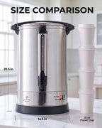 Zulay Commercial Coffee Maker, Coffee Urn 100 Cup, Large Coffee Percolator - 100 Cup Coffee Maker with Double-Wall Stainless Steel, Commercial Coffee