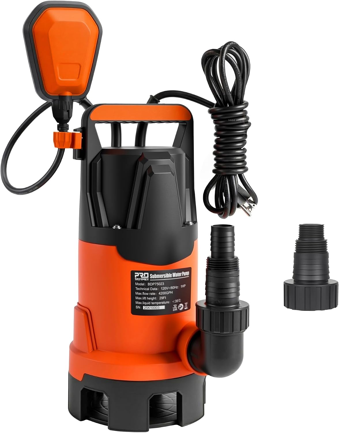 Prostormer 1HP 4200GPH Clean/Dirty Submersible Sump Pump