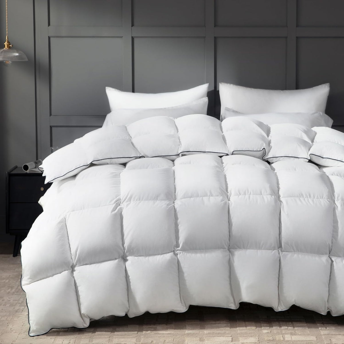 King Size Down Duvet Insert - All Season Cool Touch for Hot Sleepers, Premium 100% Cotton Shell Hotel Quality, White 106 x 90 Inch