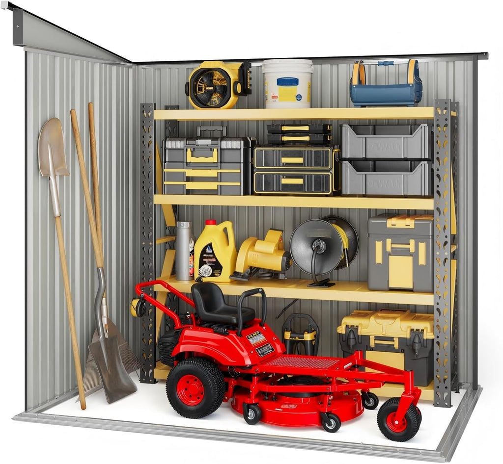 Bealife 6' x 4' Outdoor Storage Shed,Metal Shed Lockable Door - Dark Gray