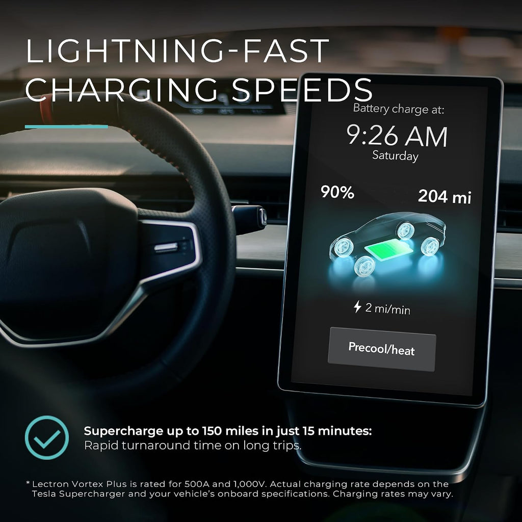 Lectron NACS to CCS Electric Vehicle Adapter with Interlock - (500A/1,000V) - Compatible with Tesla Superchargers - CCS1 EV Fast Charging with Vortex
