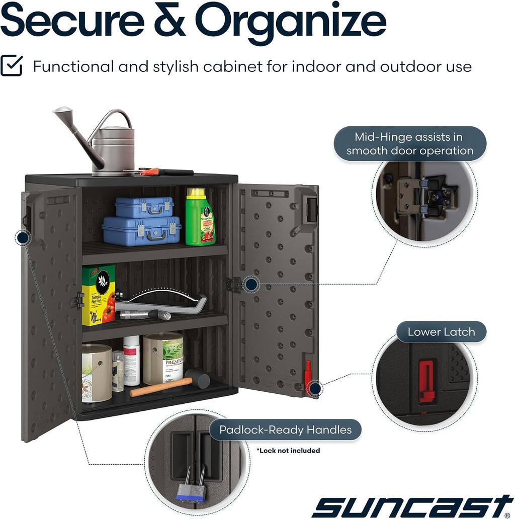 Suncast 30" Base Cabinet, Heavy-Duty Garage Storage Cabinet, Dark Gray