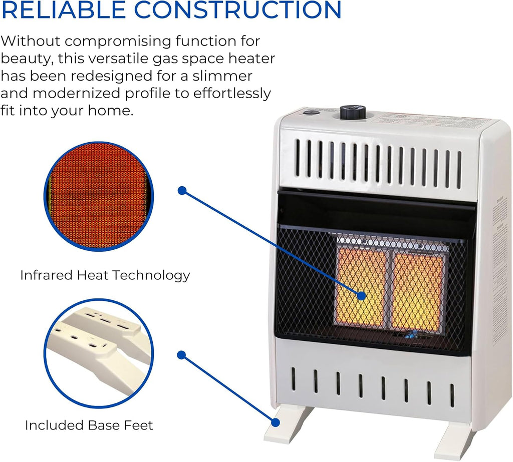 ProCom Heating Liquid Propane Ventless Infrared Plaque Heater With Base Feet - 10,000 BTU, T-Stat Control - Model# ML100TPA-B