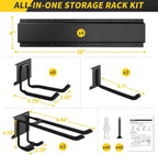 64 Inches Garage Storage, UUP Garage Organization Wall Mount Garden Tool Organizer, 620lbs Adjustable Metal Hooks, Yard Shed Rail Rack, Lawn Tool