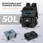 KastKing BaitSpace 50L Fishing Backpack with 4 Tackle Boxes, 2 Rod Holders