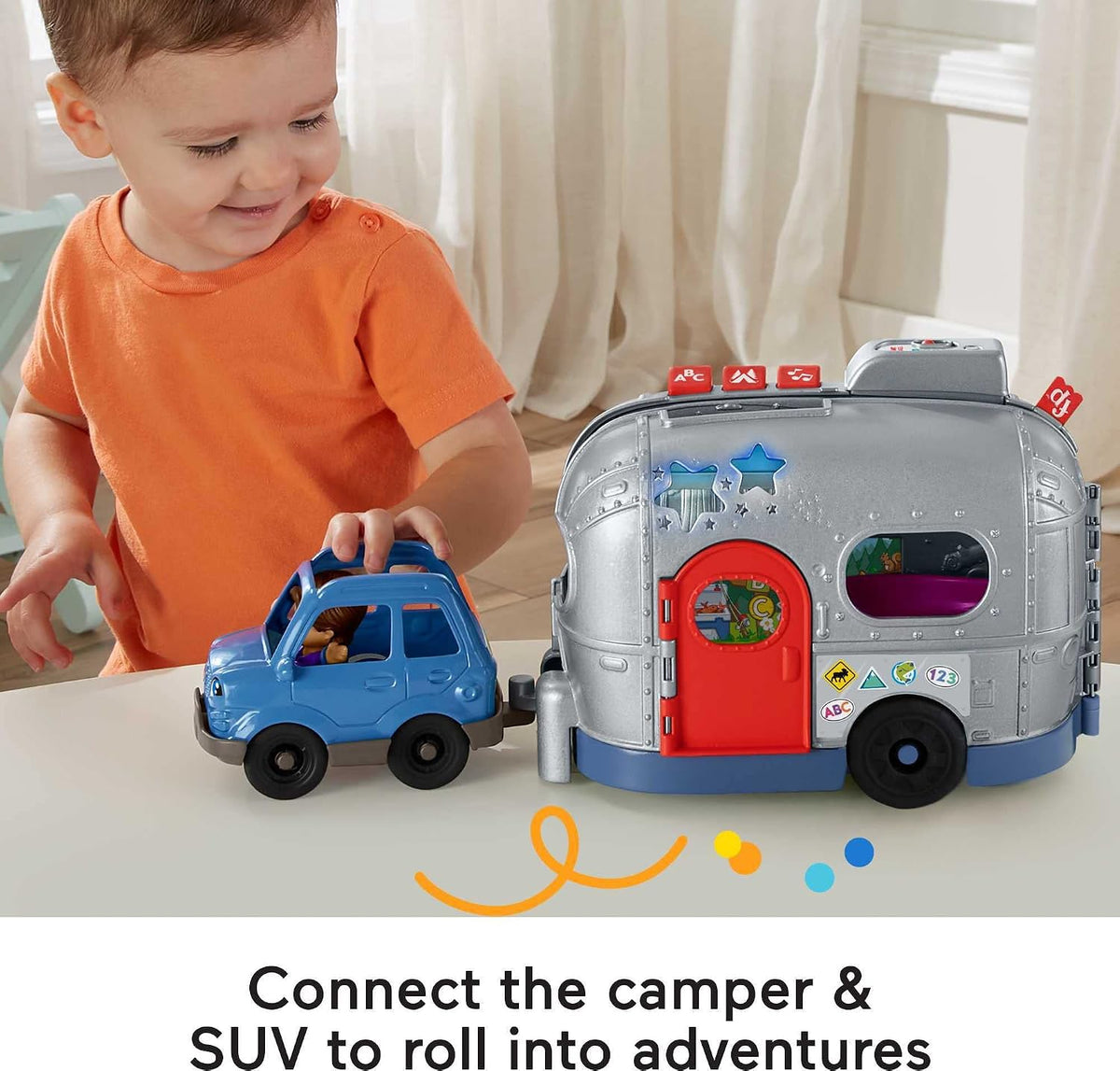 Fisher-Price Little People Toddler Toy Light-Up Learning Camper Playset with Smart Stages, Figures & Accessories for Pretend Play Ages 1+ Years