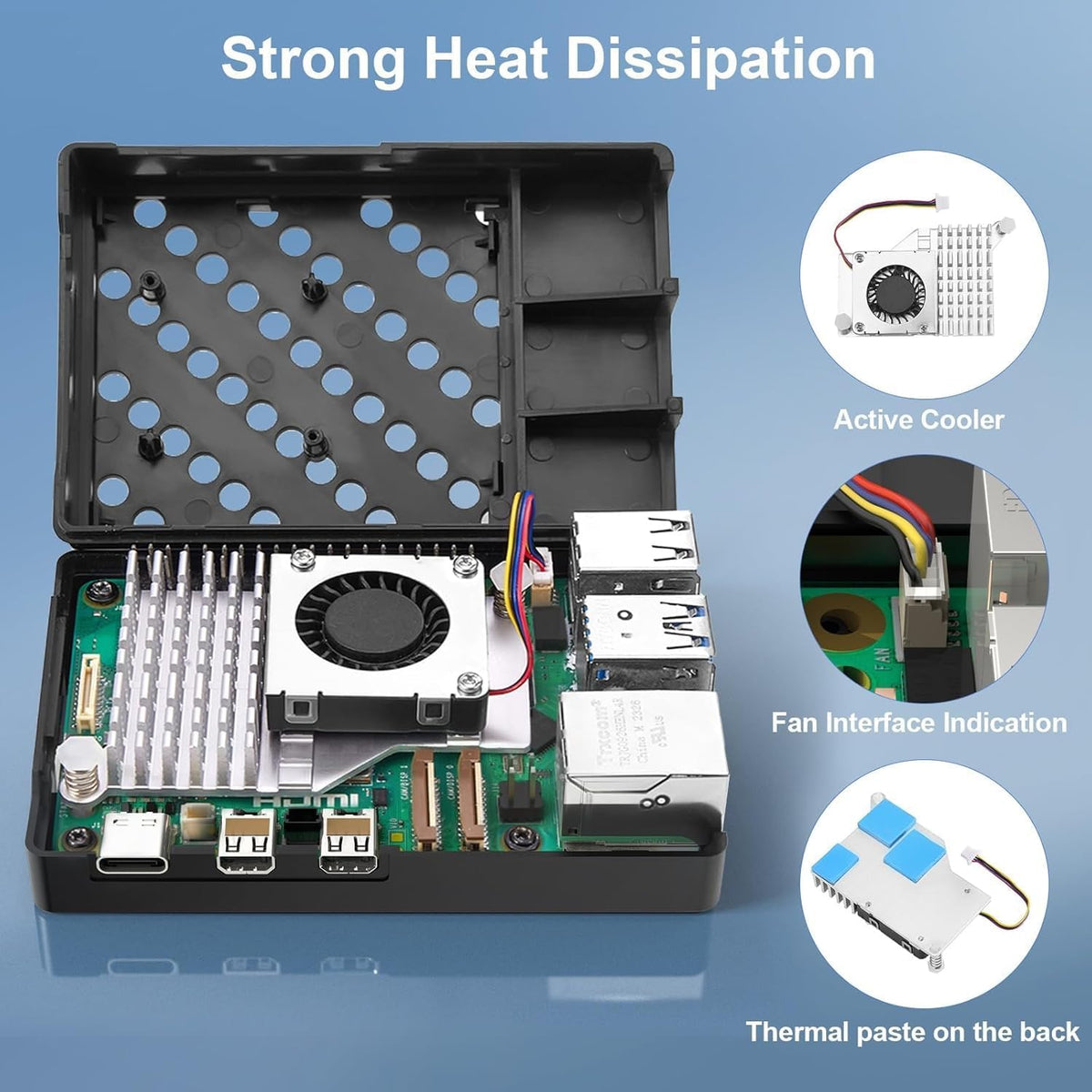 RasTech Raspberry Pi 5 8GB Kit with Active Cooler and Pi5 Case