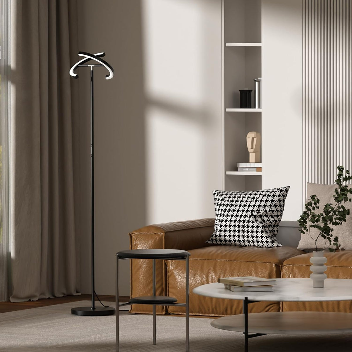 LED Floor Lamp - Dimmable Tall Standing Lamp with Remote Control/Button, 3000-6500K, 22W Modern Floor Reading Light, Uplighter Corner Floor Lamp for