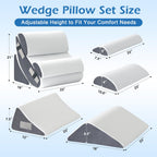 6PCS Wedge Pillow Set for After Surgery, Sit Up Pillow, White