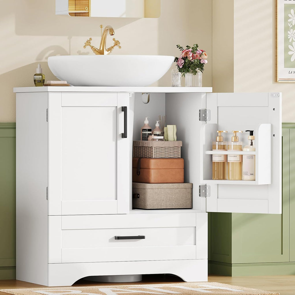 24"Pedestal Sink Storage Cabinet with 2 Doors & 1 Drawer