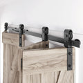 64" Bifold Sliding Barn Door Hardware Track Kit,Side Mounted Black J Shape Roller,Smoothly and Quietly,Assembly Easy,Fit Four 15" Bi-Folding Doors
