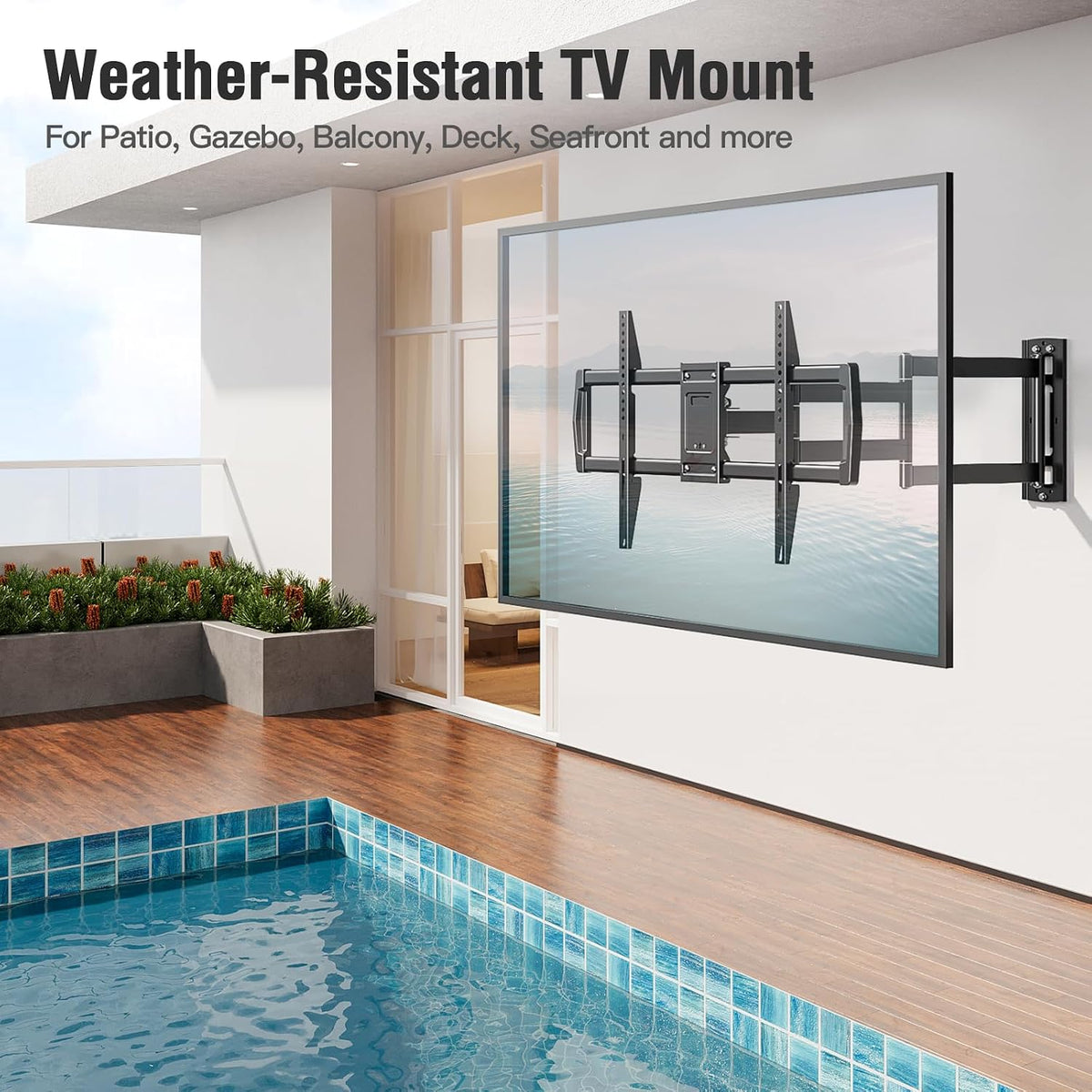 Outdoor TV Wall Mount Waterproof for 42-75 Inch TVs, 37.9" Long Extend Arm
