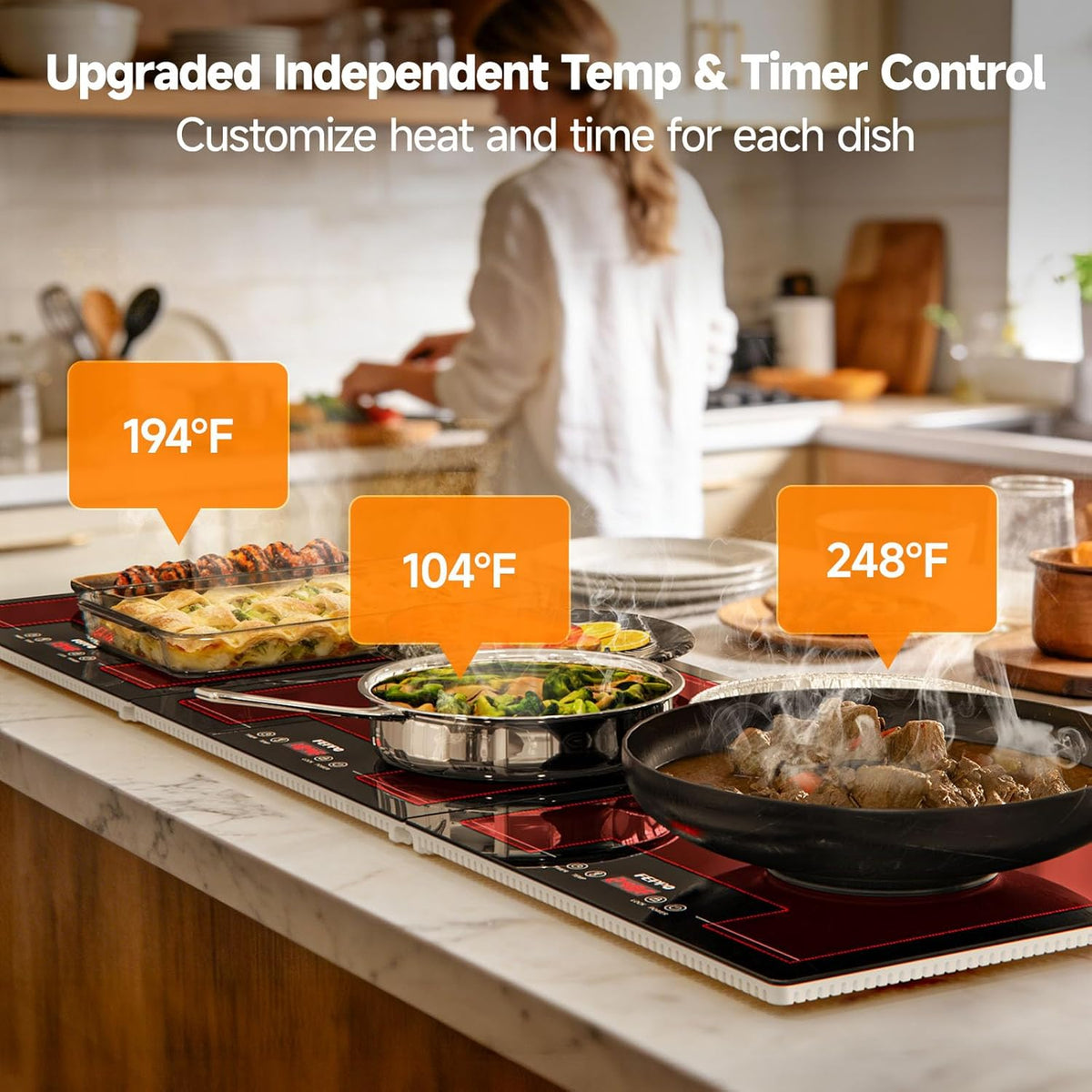 FEPPO 2026 Electric Food Warming Tray 47"x15" Rectangular Kitchen Appliance
