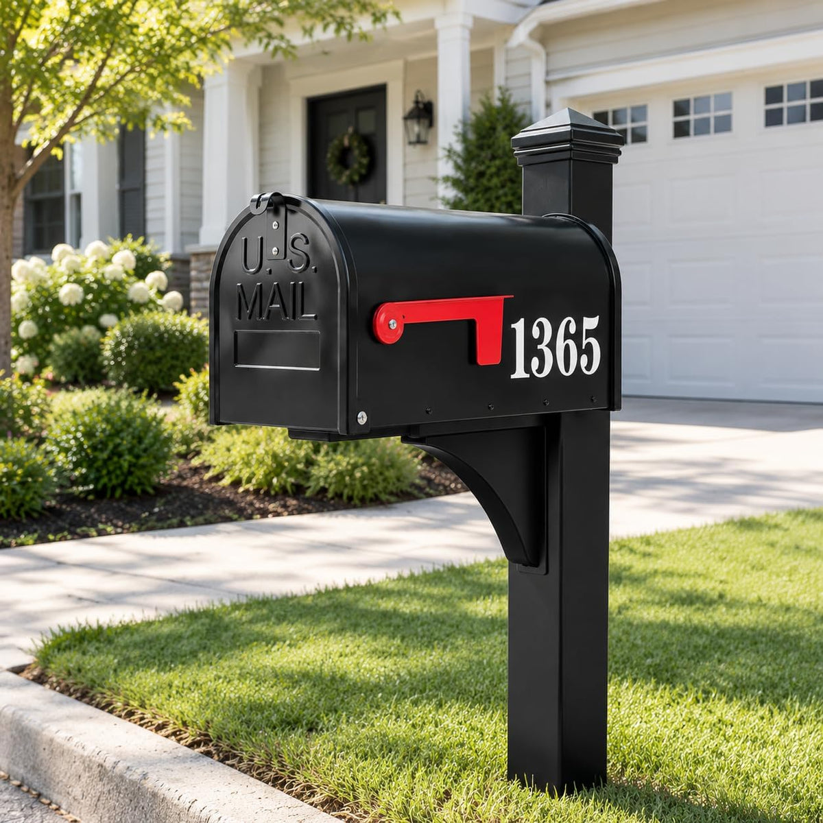 Mailbox for Outside,Black Metal Mail Box,Post Mount Outdoor Mailbox