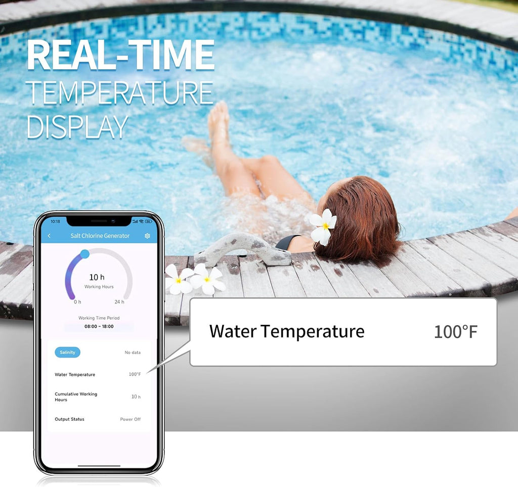 WiFi Salt Chlorine Generator, Briidea Chlorine Generator with USA Titanium Salt Cell, APP Monitoring & Real-Time Salt Alerts, for Swim Spas Up to 2