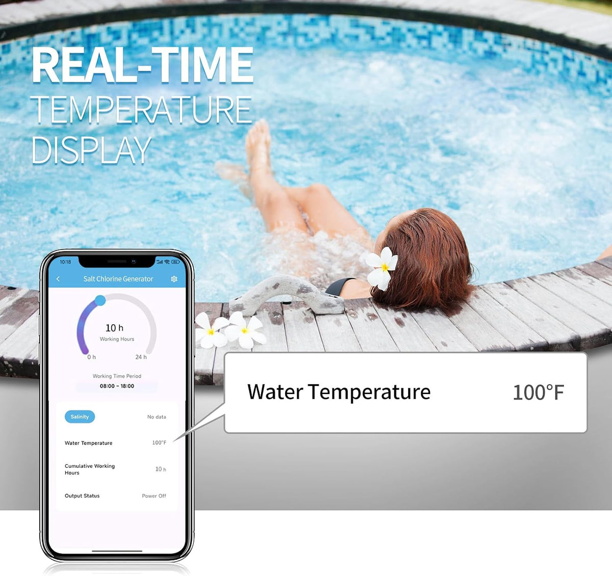WiFi Salt Chlorine Generator, Briidea Chlorine Generator with USA Titanium Salt Cell, APP Monitoring & Real-Time Salt Alerts, for Swim Spas Up to 2