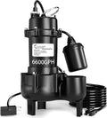 LANCHEZ 1HP 6600 GPH Submersible Sewage Pump, Heavy Duty Cast Iron Effluent Pump with Automatic Tethered Float Switch, Sump Pump for Sump Basin