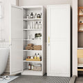 Tall Metal Narrow Bathroom Storage Locker Cabinet 67" H, White Kitchen Pantry Cabinets,File Cabinet Organizer with 5 Adjustable Shelves and Lockable