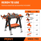 Pony Portable Folding Work Table, Workbench & Sawhorse