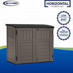 Suncast 34 Cu Ft Horizontal Shed, Outdoor Storage Shed with Floor, Stoney