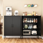 Metal Locker Cabinet, Black Storage Cabinets with 2 Doors and Adjustable Shelves, 3 Tier Modern Storage Freestanding Sideboard for Living Room,School