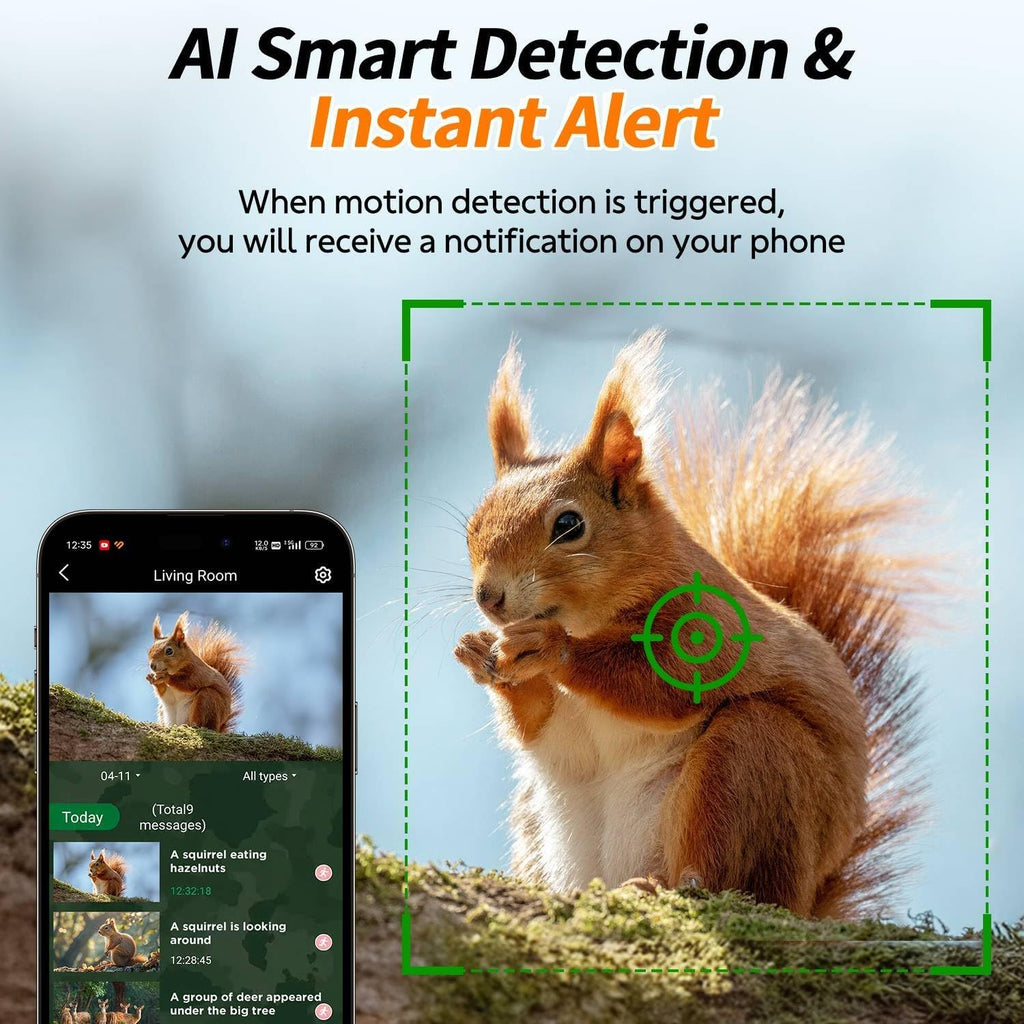 4G LTE Cellular Trail Camera, 2.5K 360° Live Feed with SIM Card Included