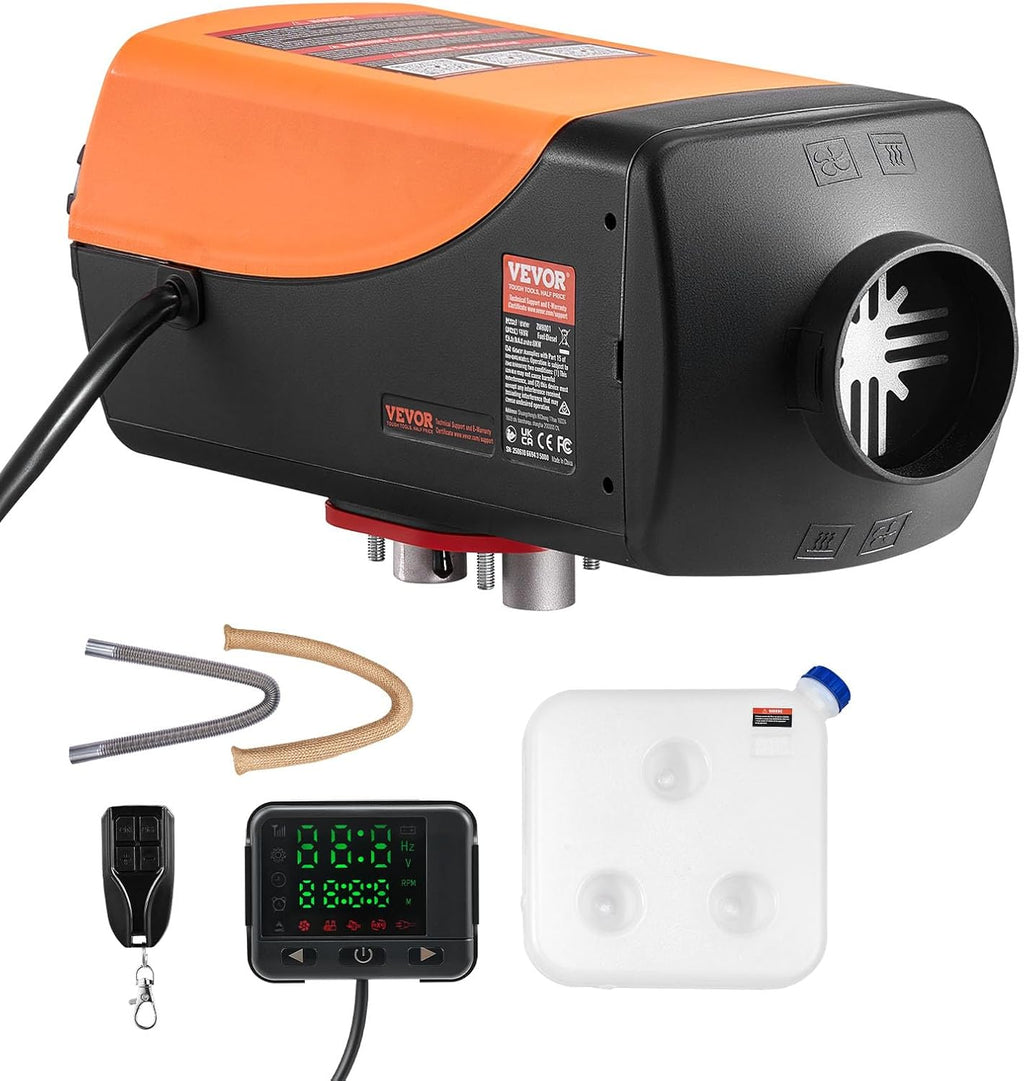 VEVOR 8KW Diesel Heater, DC12-24V, Fast Heating Diesel Air Heater, with Remote Control and Color Digital Display, 10L Fuel Tank, Low Noise, Voice