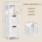 Yaheetech Small Bathroom Storage Cabinet with 2 Drawers & Open Shelf, White