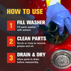 B’laster Parts Washer – Parts Cleaner Solvent – High Flashpoint Formula Cleans Oil, Grease & Grime, No Residue, Works on Metals, Most Plastics &