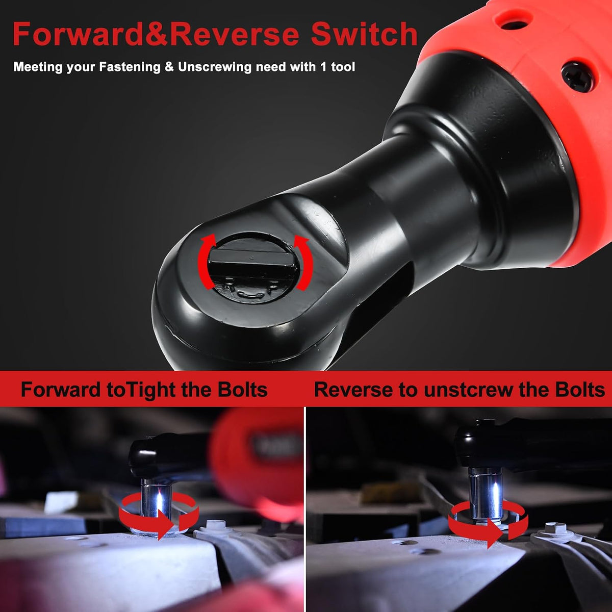 AOBEN Cordless Ratchet Wrench Kit,3/8" ratchet,40 Ft-lbs Electric Power Ratchet Set with Variable Speed Trigger,2 Packs 2000mAh Lithium-Ion Battery