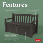 Keter Solana 70 Gal Outdoor Storage Bench for Patio and Pool Accessories