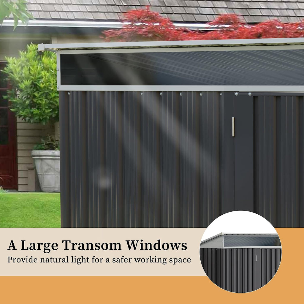 Vongrasig 5 x 3 x 6 FT Outdoor Storage Shed , Metal Garden Shed with Large Window and Lockable Door, Anti-Corrosion Waterproof Tool Shed for Backyard