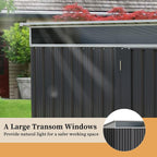Vongrasig 5 x 3 x 6 FT Outdoor Storage Shed , Metal Garden Shed with Large Window and Lockable Door, Anti-Corrosion Waterproof Tool Shed for Backyard