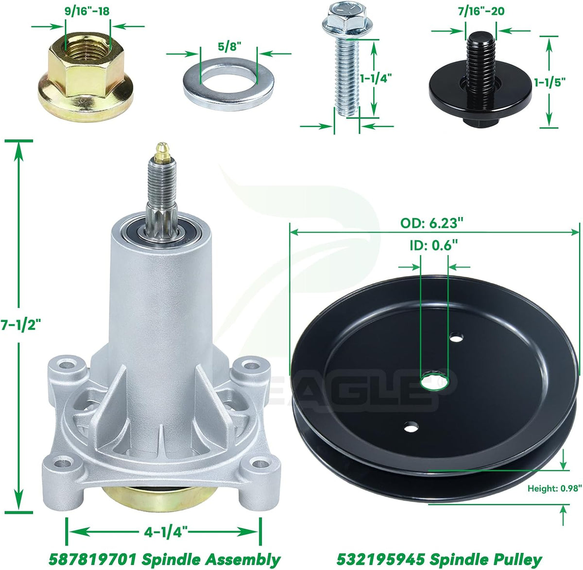 2 Pack 587819701 Spindle Assembly for Craftsman 42" YT3000 Decks