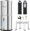 Purewell 2.25G Gravity Water Filter System with Water Level Window, 3-Stage 0.01μm Ultra-Filtration Stainless Steel Countertop System with 2 Filters