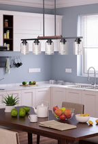 Amico 5-Light Dining Room Light Fixture, Seeded Glass Island Chandelier