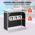 VEVOR Folding Portable Bar Table, Tradeshow Podium Table for Indoor, Outdoor, Party, Picnic, Exhibition, Includes Carrying Case, Storage Shelf and