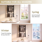 Heated Towel Rack Timer & Multi-Level Temp Adjustment Black