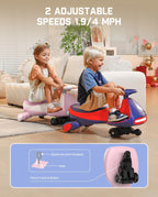 FanttikRide N7 Pro Electric Wiggle Car, Flashing Whees, Pinkish White