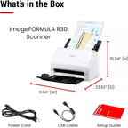 Canon imageFORMULA R30 - Office Document Scanner, Auto Document Feeder, Duplex Scanning, Plug-and-Scan Capability, No Software Installation Required