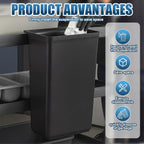 Briwooody 2 Pcs Large Capacity Trash Bins for Bussing Cart 22" H, 9" W, 13"L Attachable Trash Can Hauler for Rolling Utility Cart Accessories
