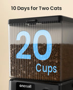 oneisall 5G WiFi Automatic Cat Feeder for 2 Cats, App Control, 20 Cups/5L